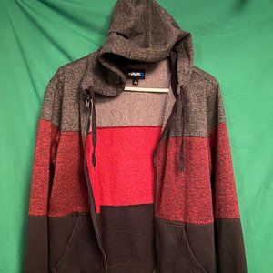 Hawk Fleece Hoodie L/S Men's Small, burgundy, black and gray, zip up front